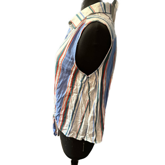 ALL in favor striped blouse w. tie front - size small - Picture 2 of 5